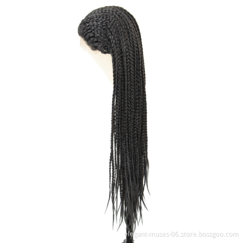 Crochet Micro Box Cornrow Braid Dreadlock Lace Frontal Wigs 100% Cheap Synthetic Fiber Hot Selling For Black Women Vendor